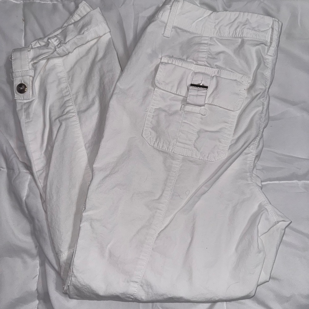 White House Black Market White crop cargo pants 4